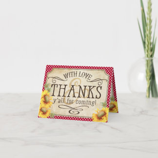 Cartão De Agradecimento Country Sunflowers Gingham Check Rustic Thank You