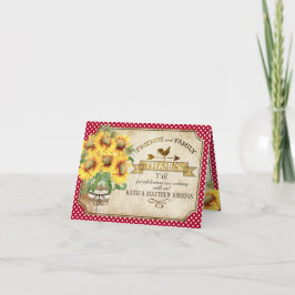 Cartão De Agradecimento Country Sunflowers Gingham Check Rustic Thank You
