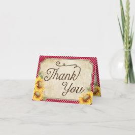 Cartão De Agradecimento Country Sunflowers Gingham Check Rustic Thank You