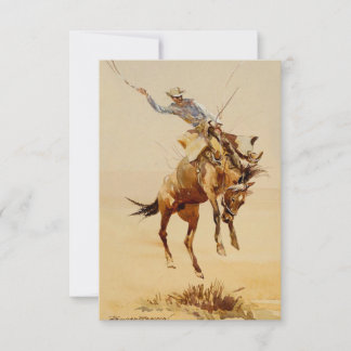 Cartão De Agradecimento Cowboy em um Cavalo Empinando #2 por Edward Borein
