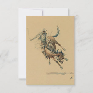 Cartão De Agradecimento Cowboy em um Cavalo Saltitante #3 por Edward Borei