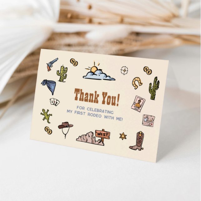 Cartão De Agradecimento Cowboy Primeiro Rodeio 1º Aniversário Obrigado Wes (Criador carregado)