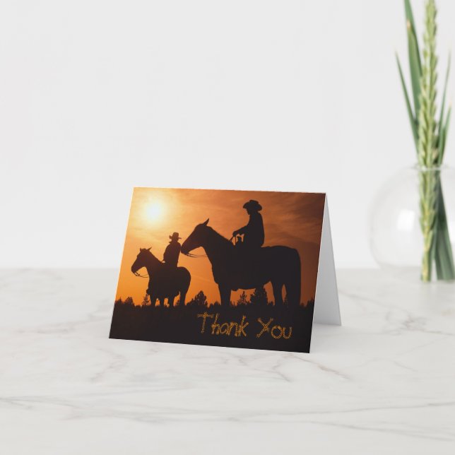Cartão De Agradecimento cowboys on horses, Thank You Note (Frente)