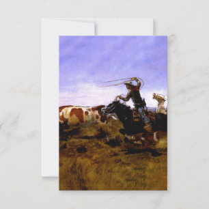 Cartão De Agradecimento “Cowboys Roping a Steer” de Charles M Russell