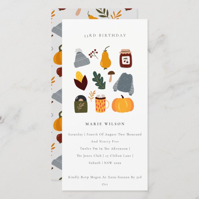 Cartão De Agradecimento Cozy Autumn Quente, Essencial para qualquer Aniver (Frente/Verso)