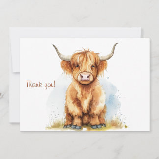 Cartão De Agradecimento Cozy Country Charm Highland Cow
