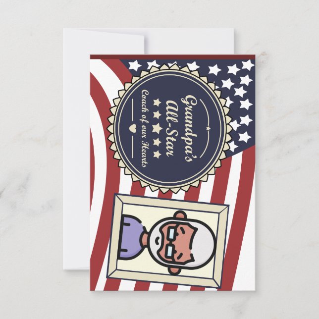 Cartão De Agradecimento Crachá All-Star USA Flag do Avô (Frente)