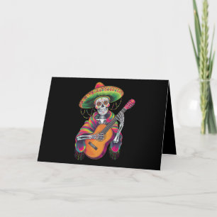 Cartão De Agradecimento Crânio De Esqueleto Do Cinco De Maio Guitarra Da F