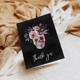 Cartão De Agradecimento Crânio Floral