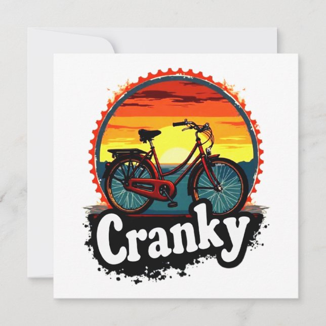 Cartão De Agradecimento Cranky Sunset Bicycle Tee - Energize sua carona (Frente)