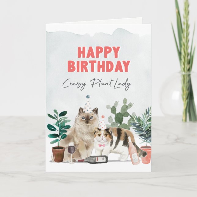 Cartão De Agradecimento Crazy Plant Lady Birthday Card (Frente)