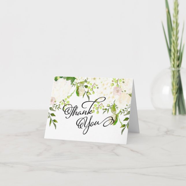 Cartão De Agradecimento Cream and white hydrangea Floral thank you card (Frente)