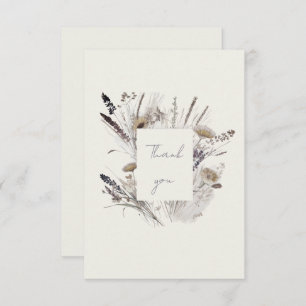 Cartão De Agradecimento Cream Boho Wildlflower Chá de fraldas Obrigado