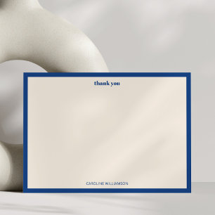Cartão De Agradecimento Creme Azul Cobalto Minimalista Clássica Personaliz