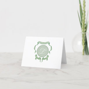 Cartão De Agradecimento Crest Monograma Logotipo Fita Aquarela