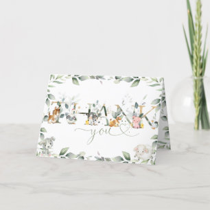 Cartão De Agradecimento Criações Chic Animais de Criação Chá de fraldas Ve