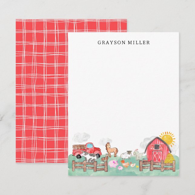 Cartão De Agradecimento Crianças De Animais De Criação De Quintais Russos  (Frente/Verso)