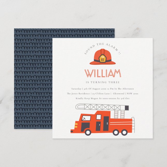 Cartão De Agradecimento Crianças De Bombeiros Vermelhos Qualquer Idade Que (Frente/Verso)