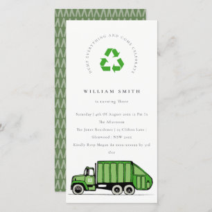 Cartão De Agradecimento Crianças de Caminhão de Lixo Verde Qualquer Idade 