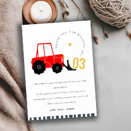 Cartão De Agradecimento Crianças De Digger Amarelo Brilhante Qualquer Idad