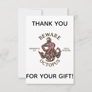Cartão De Agradecimento Criatura Náutica Octopus de Beware Tentacle Monste