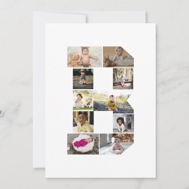 Cartão De Agradecimento Crie Seu Próprio Colagem de Fotos com a Letra B (Frente)