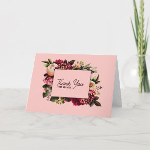 Cartão De Agradecimento Crisântemo Romântico sobre Rosa Teia de Aranha