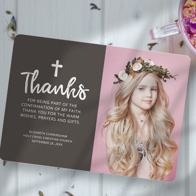 Cartão De Agradecimento Crisma | Foto personalizada cruzada simples (Criador carregado)