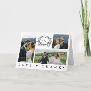 Cartão De Agradecimento Crista de Caligrafia Minimalista Moderna monograma