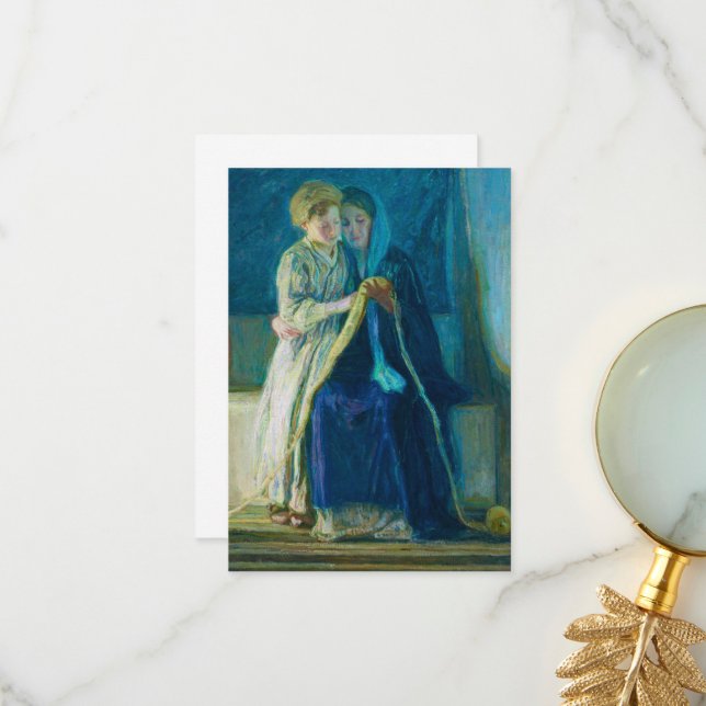 Cartão De Agradecimento Cristo e sua mãe estudando as escrituras (Frente/Verso In Situ)