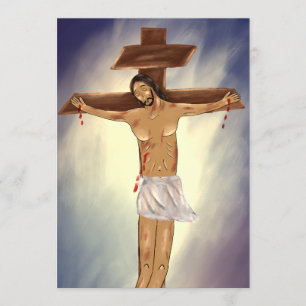 Cartão De Agradecimento Cristo na placa de ícone Cross Paper