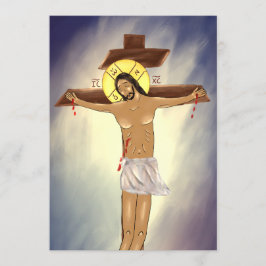 Cartão De Agradecimento Cristo na placa de ícone Cross Paper