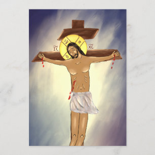 Cartão De Agradecimento Cristo na placa de ícone Cross Paper