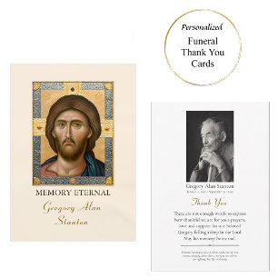 Cartão De Agradecimento Cristo Pantocrator Foto Memorial Ortodoxo