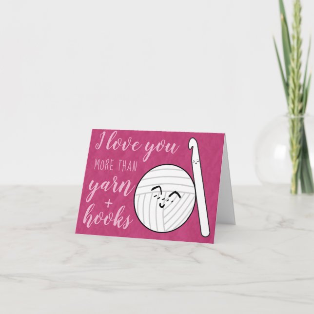Cartão De Agradecimento Crochet Love You More Yarn + Hooks (Frente)