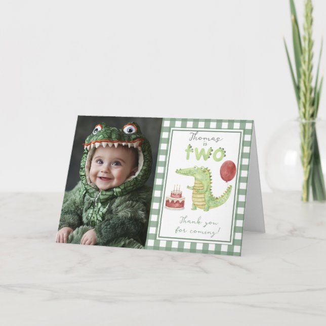 Cartão De Agradecimento Crocodilo Segundo obrigado De Aniversário (Frente)
