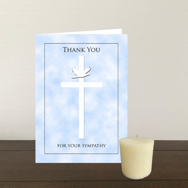 Cartão De Agradecimento Cross and Dove Sympathy Thank You Note Card (Criador carregado)