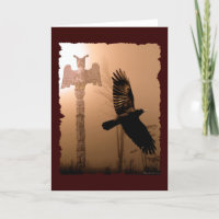 CROW & TOTEM POLE Native American-themed Card