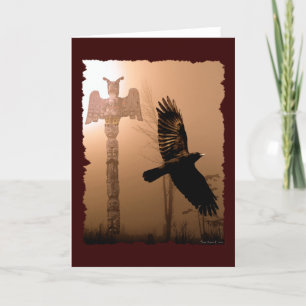 Cartão De Agradecimento CROW & TOTEM POLE Native American-themed Card