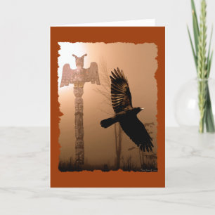 Cartão De Agradecimento CROW & TOTEM POLE Native American-themed Card