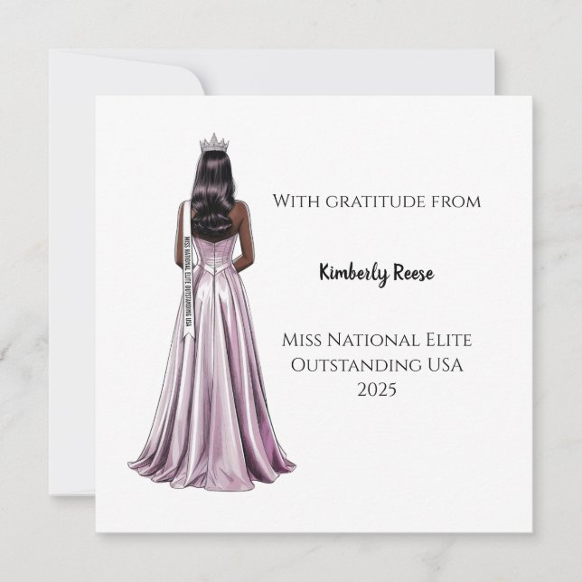Cartão De Agradecimento Crowned Beauty Queen Flat Thank You Card (Frente)