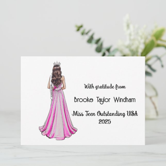 Cartão De Agradecimento Crowned Queens Custom Pageant Thank You Card (Em pé/Frente)