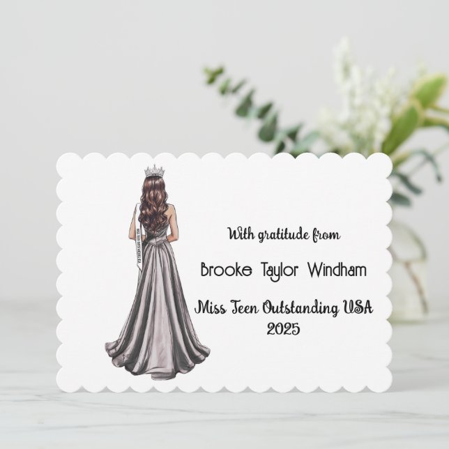 Cartão De Agradecimento Crowned Queens Custom Pageant Thank You Card (Em pé/Frente)