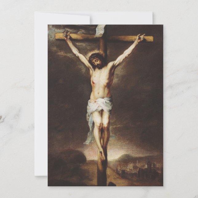 Cartão De Agradecimento Crucificação por Bartolome Esteban Murillo (Frente)