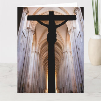 Cartão De Agradecimento Crucifixo com Jesus Cristo. Abadia de Alcobaca Gót
