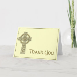 Cartão De Agradecimento Cruz celta no ouro e no obrigado mítico do marfim