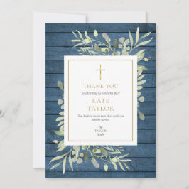 Cartão De Agradecimento Cruz de Ouro Memorial Fúnebre com Vegetação Rústic