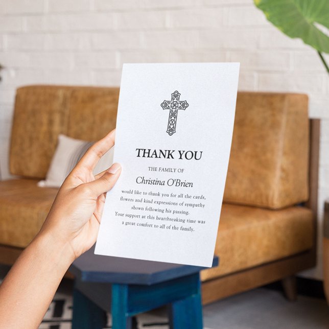 Cartão De Agradecimento Cruz Elegante do Nó Celta | Luto Funeral (Criador carregado)