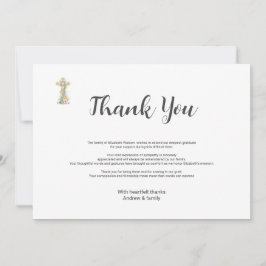 Cartão De Agradecimento Cruz Floral Simples de Luto Funeral Obrigado