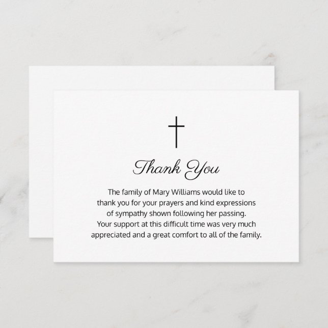 Cartão De Agradecimento Cruz Memorial Religiosa Funerária Obrigado (Frente/Verso)